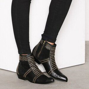 Anine Bing Low Charlie Suede Leather Studded Boot Women Size 37